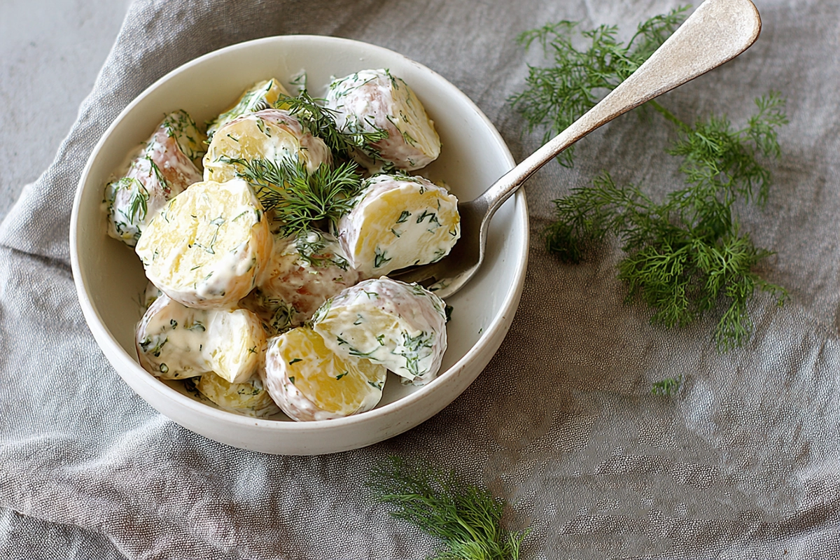 Salade de pommes de terre crémeuse aux herbes fraîche