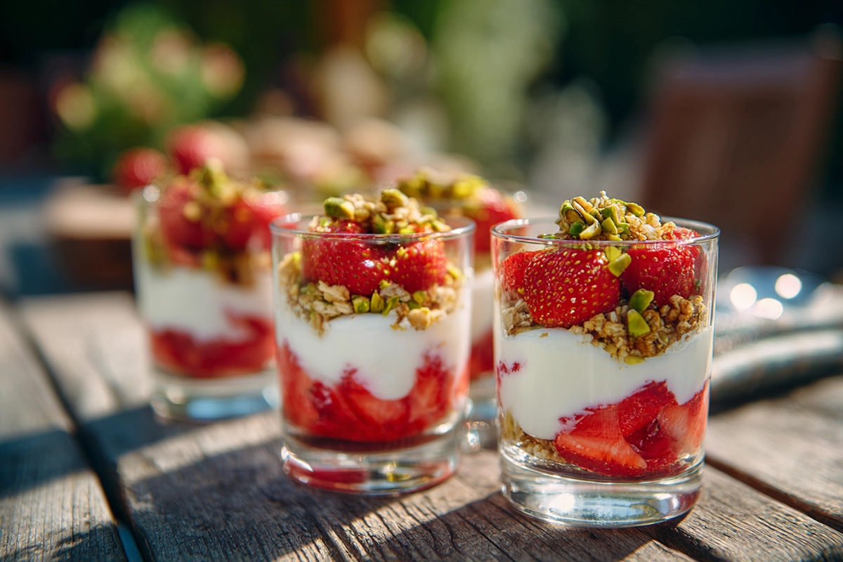 Tartare de fraises, pistaches et sablés