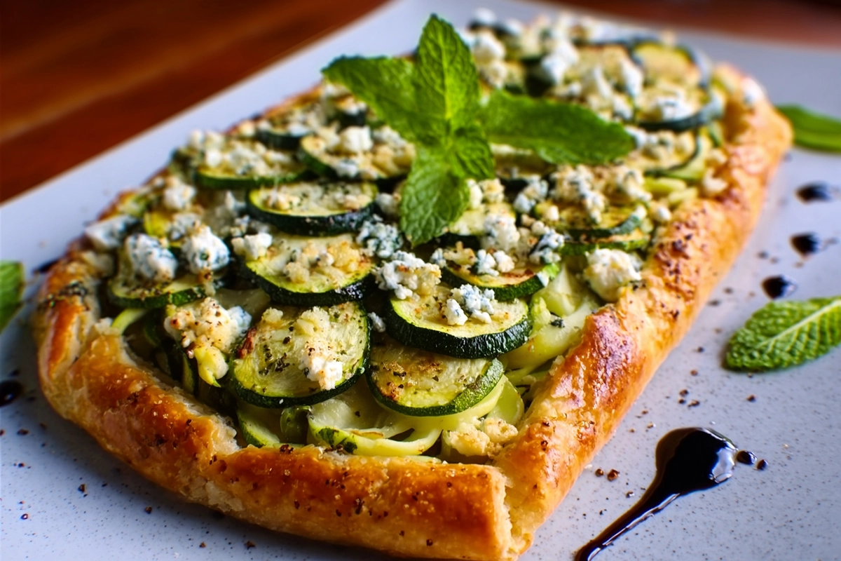 Tarte fine aux courgettes et fet