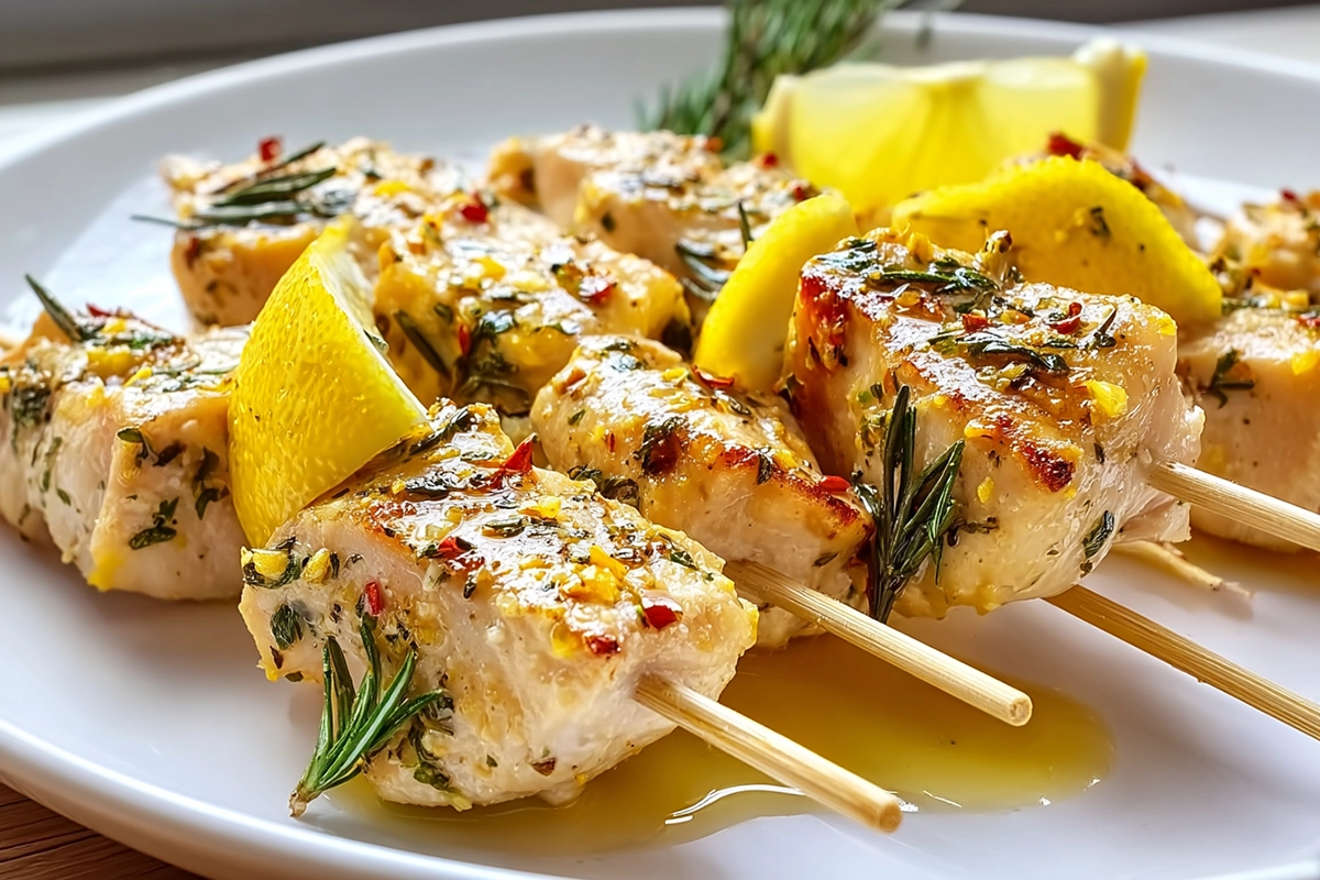 brochettes de poulet marin