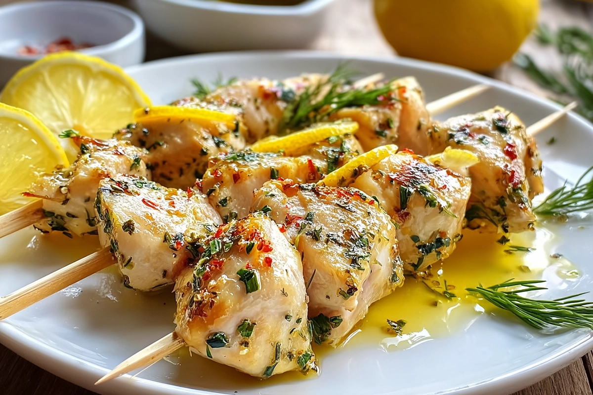 brochettes de poulet mariné