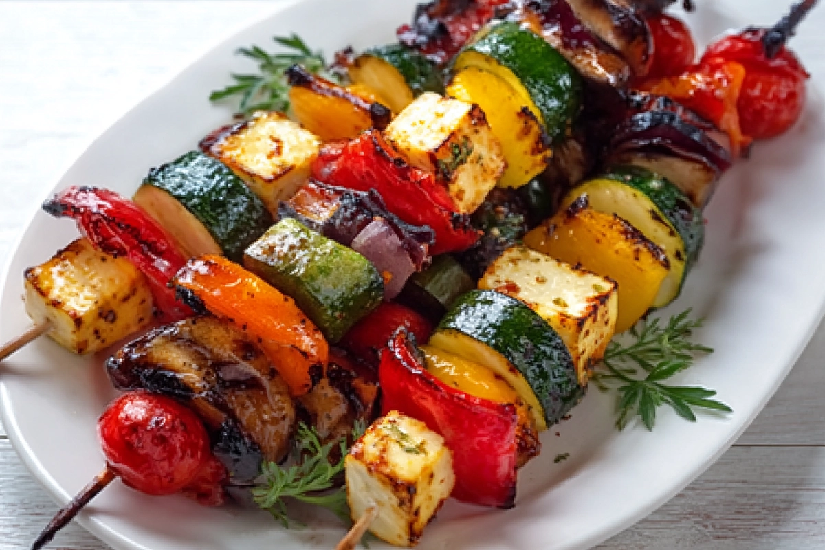 Brochette de légumes et halloumi aux fines herbe