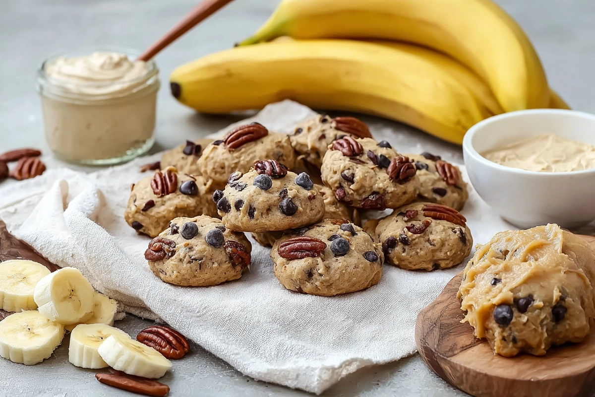 cookies healthy banane beurre de cacahuète noix de pécan