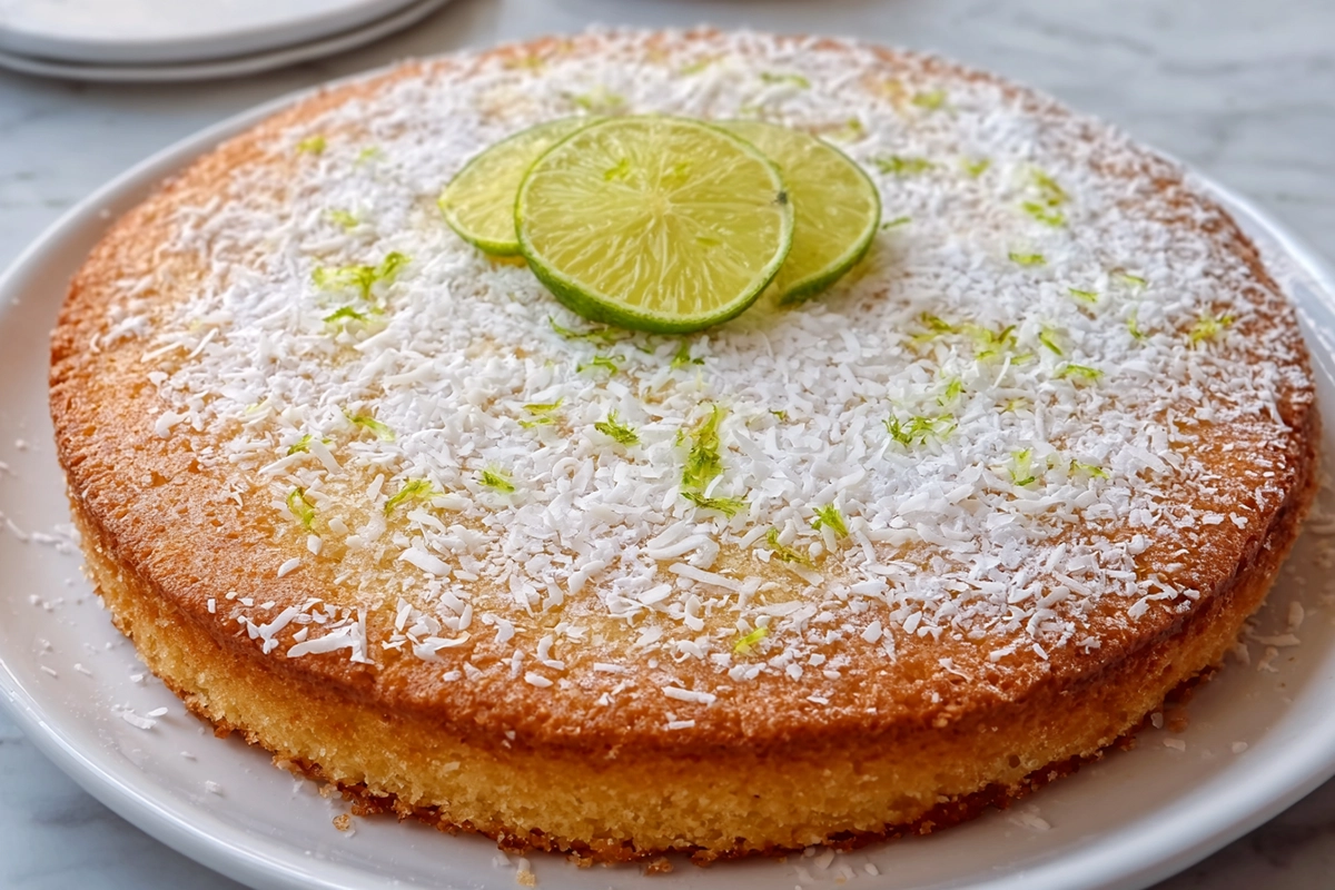 Gâteau extra moelleux au citron vert et à la noix de coc
