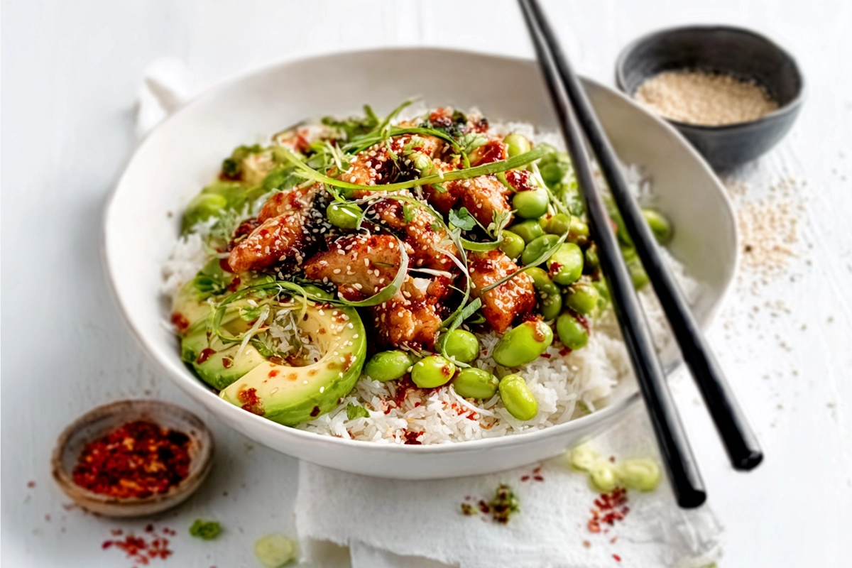 Honey Sriracha Salmon Bowls : un bol asiatique rapide et plein de peps 5 Honey Sriracha Salmon Bowl