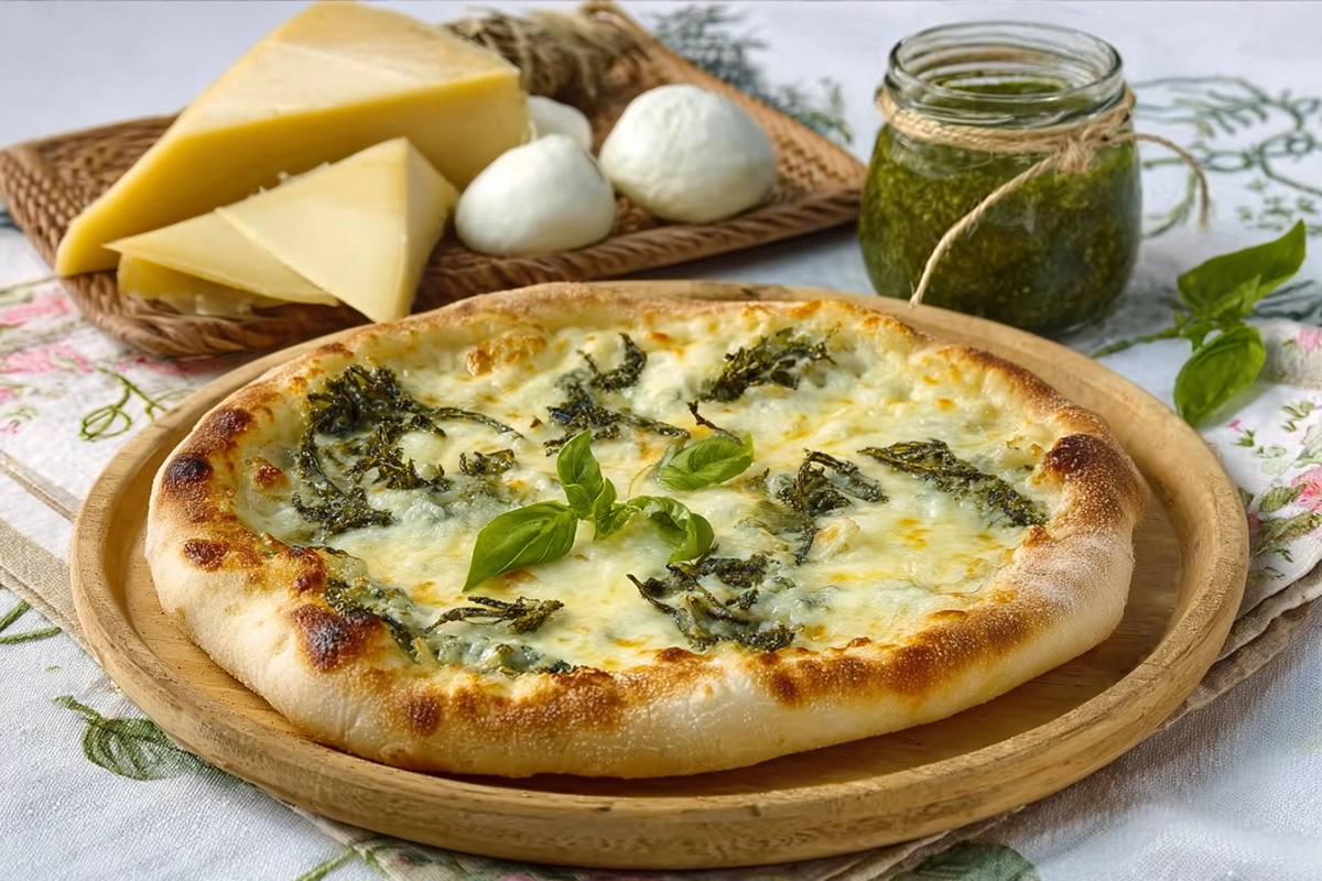 Pizza verte aux asperges