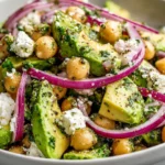 Salade de pois chiches, feta et avocat