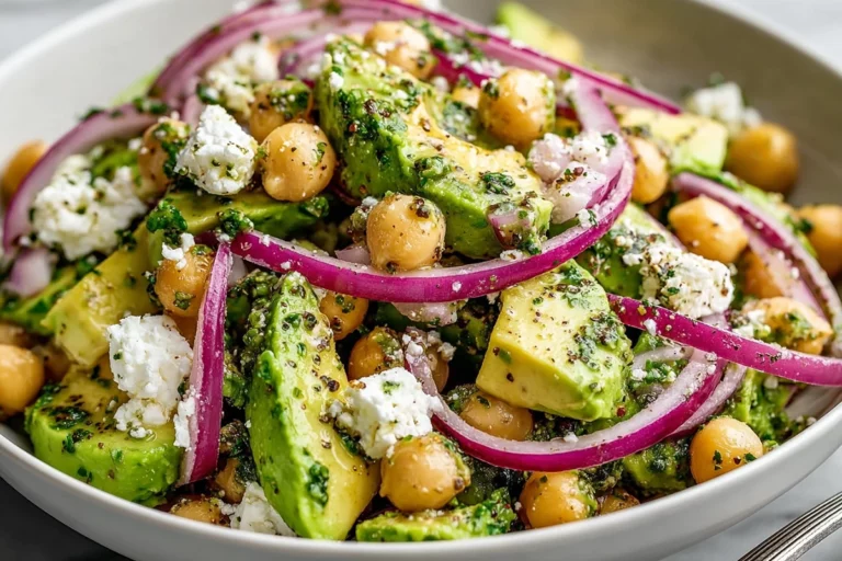 Salade de pois chiches, feta et avocat