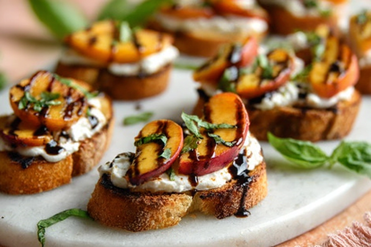 The Best Whipped Ricotta Crostini with Peach