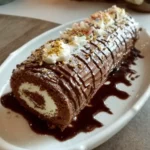 Bûche de Noël au Nutella sur table de fête