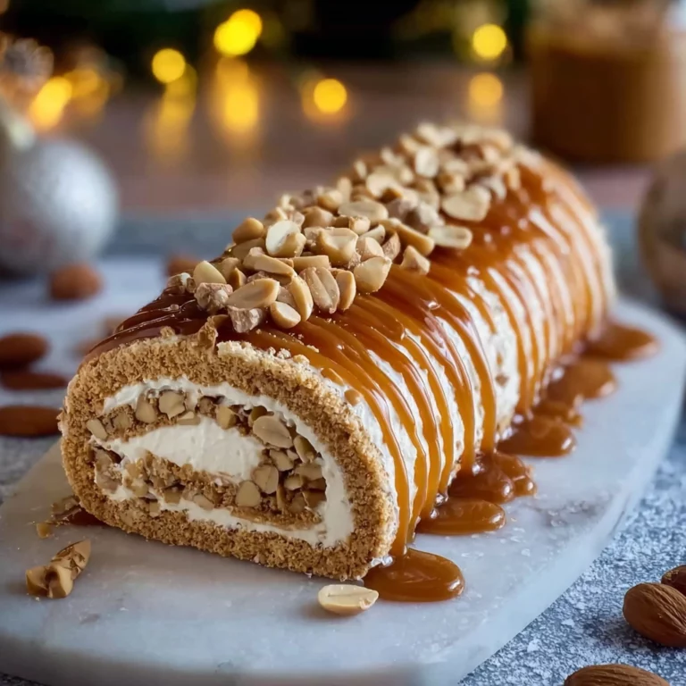 bûche de Noël cacahuètes-caramel-vanille
