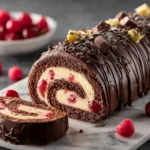 bûche de Noël classique sur table festive