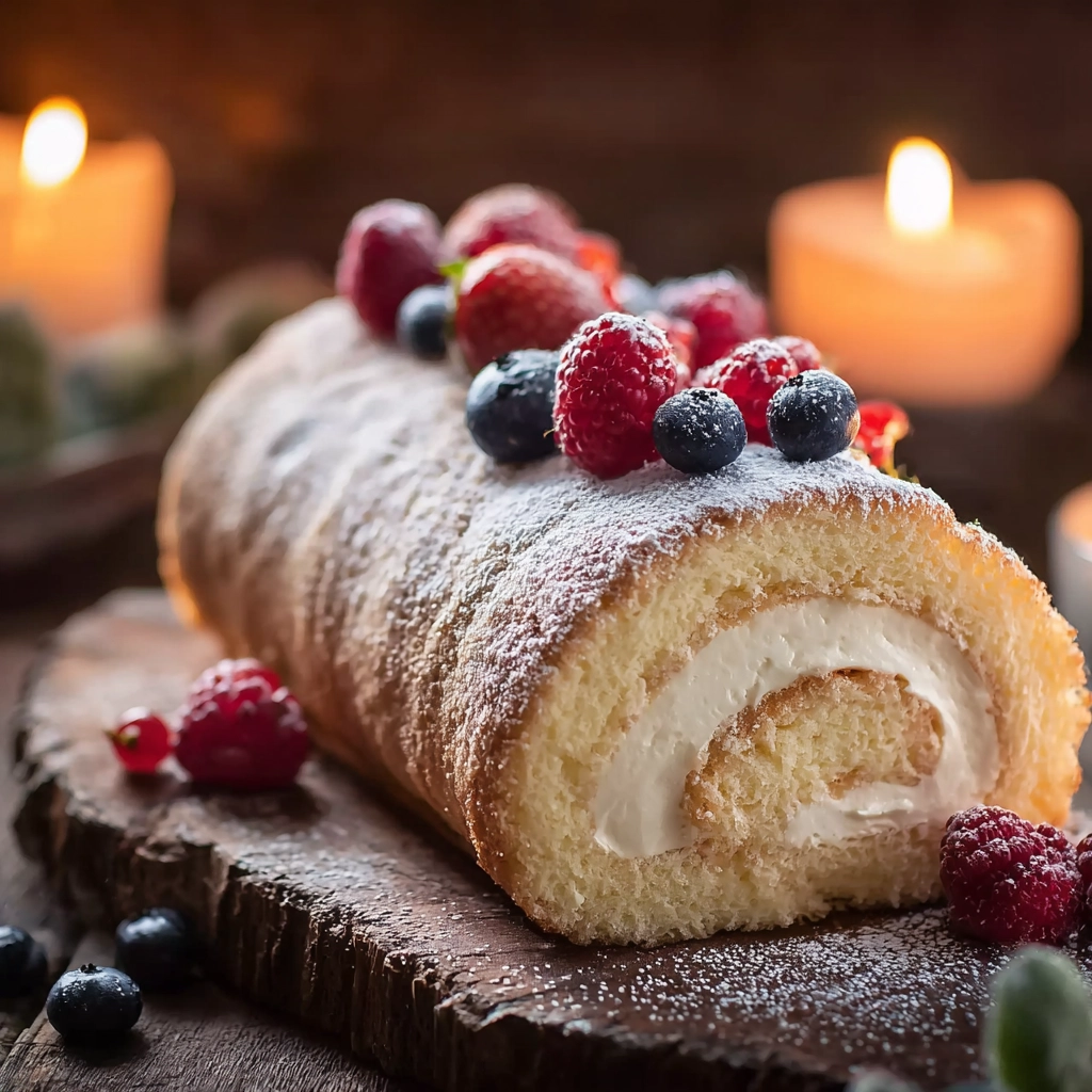GÉNOISE POUR BÛCHE : LA RECETTE PARFAITE POUR UNE BASE LÉGÈRE ET MOELLEUSE 5 bûche roulée décorée