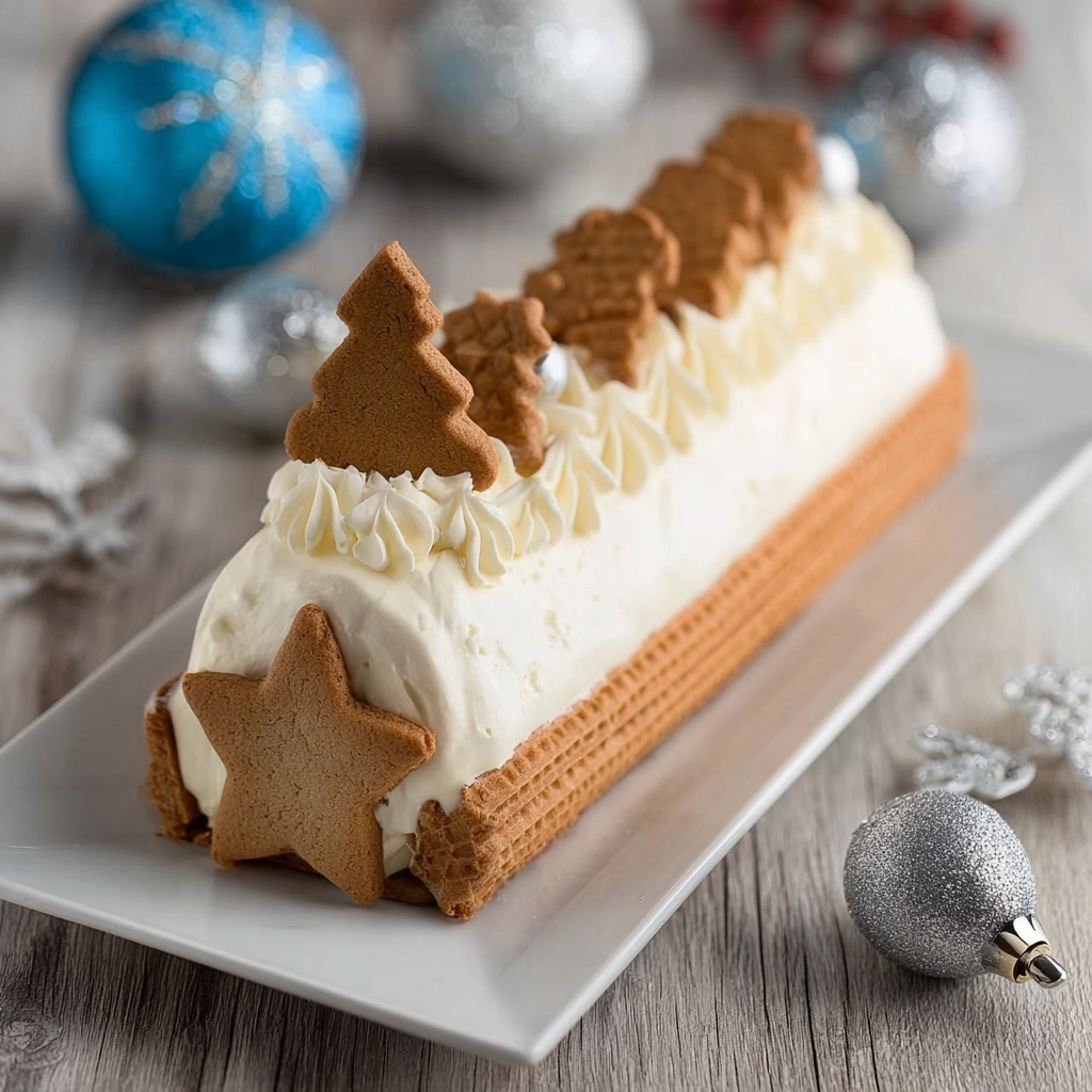 part de bûche vanille pommes tatin servie