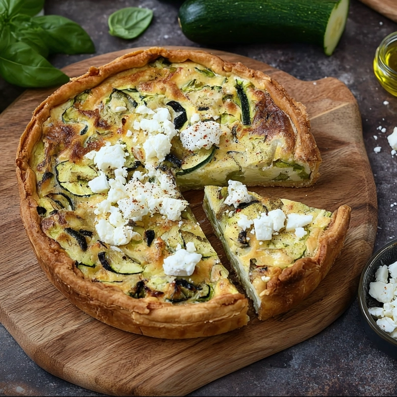 clafoutis courgettes feta servi