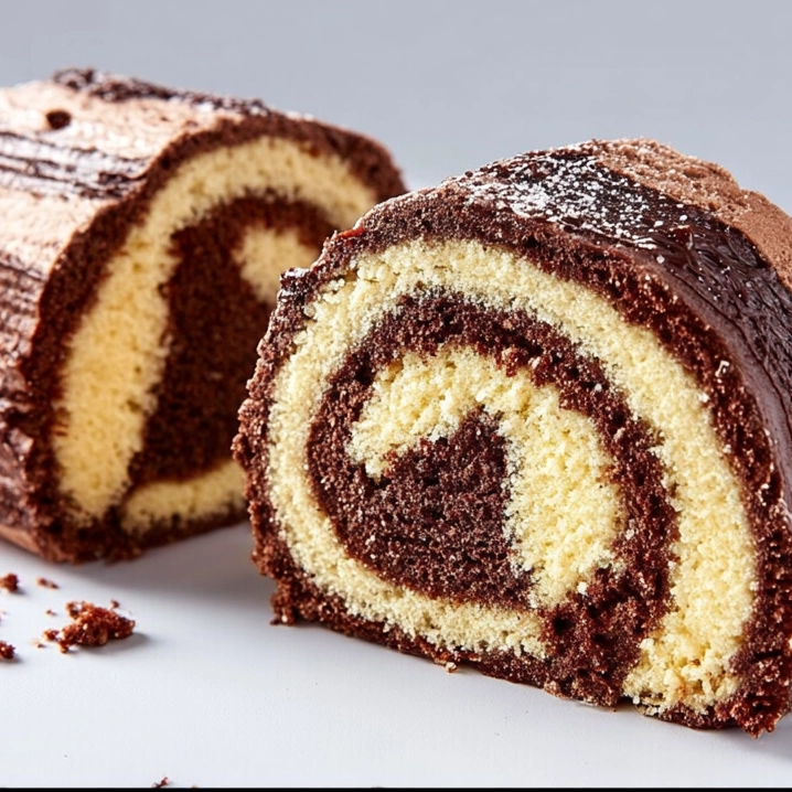 Bûche de Noël traditionnelle au chocolat