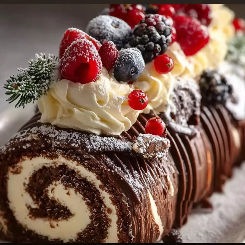 Bûche de Noël Ultime : La Recette Incontournable du Dessert de Fêtes 5 part de bûche de Noël ultime servie