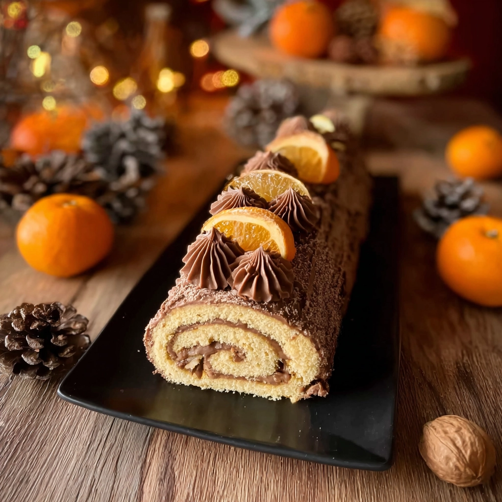 Bûche Gianduja Clémentine : le dessert de Noël fruité et chocolaté parfait 5 part de bûche gianduja clémentine