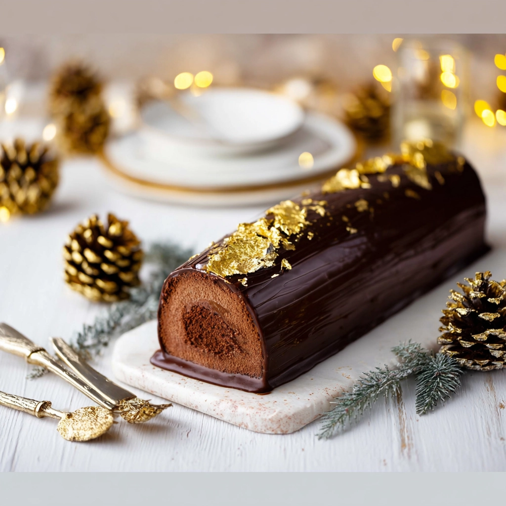 part de bûche vanille chocolat