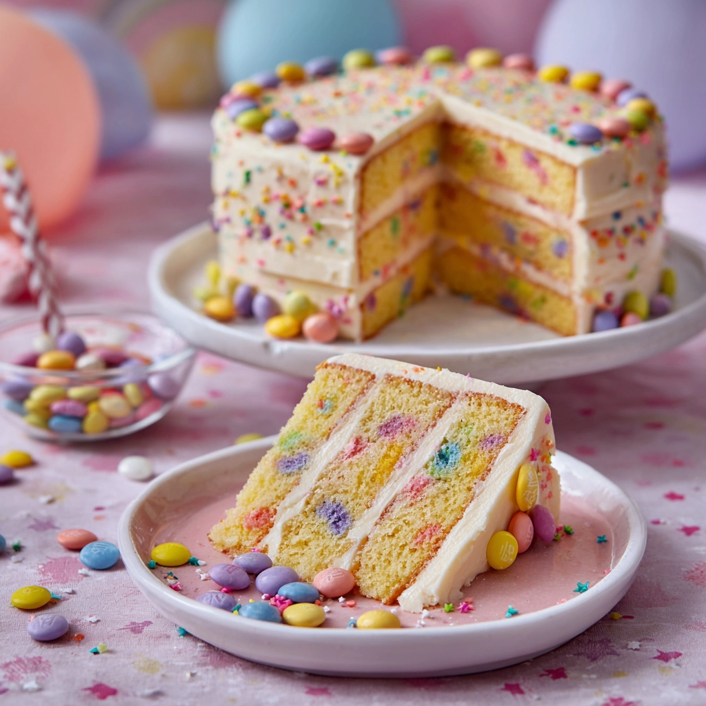 Gâteau Surprise Piñata Smarties : La Recette Ludique et Gourmande Pour un Anniversaire Inoubliable 5 part de gâteau piñata smarties