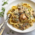 pâtes au poulet sauce crémeuse aux champignons