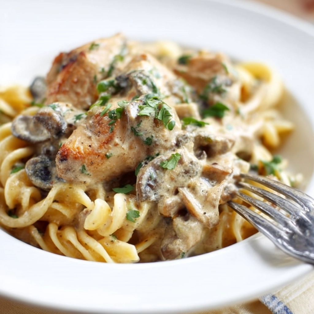 Pâtes au poulet sauce crémeuse aux champignons : un classique italien irrésistible 5 service pâtes au poulet sauce crémeuse