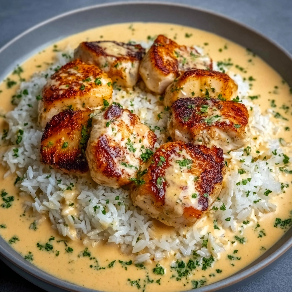 Poulet crémeux et riz en sauce – Le plat familial qui réchauffe le cœur 3 Poulet crémeux et riz en sauce