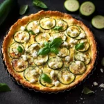 tarte courgette feta sur table en bois