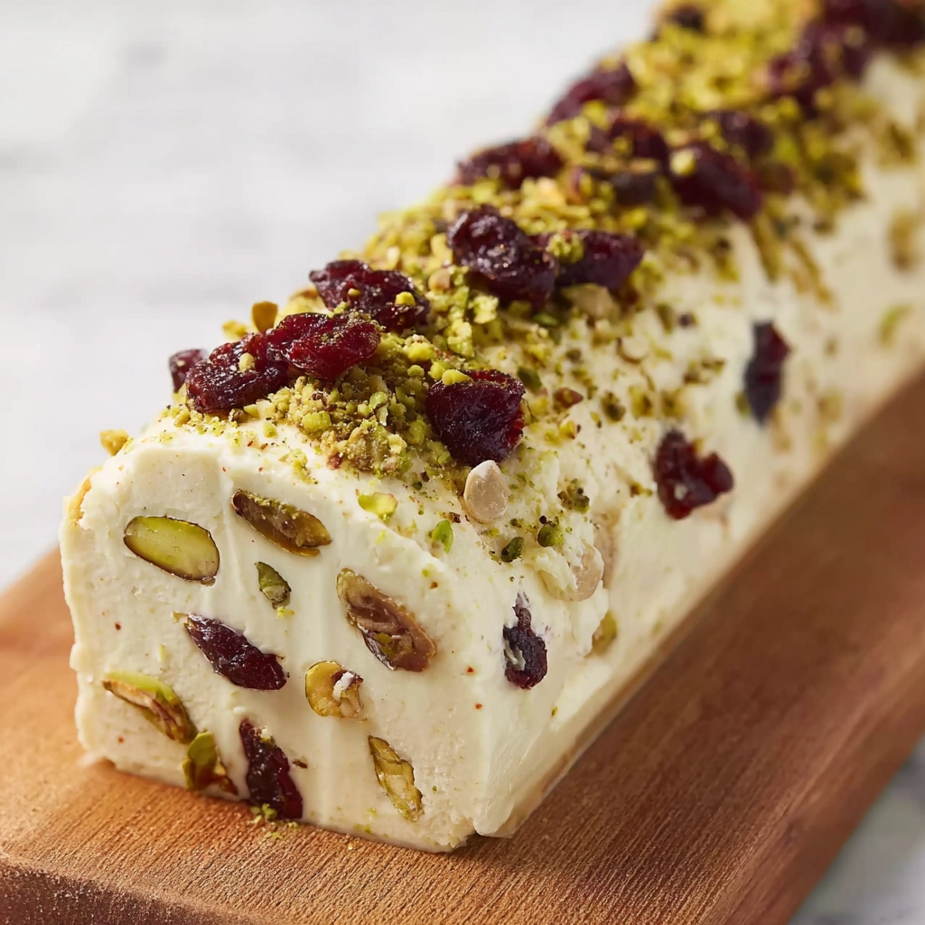 Bûche pistache-griottes : le dessert de Noël ultime inspiré par Nicolas Paciello 5 tranche-buche-pistache-griottes