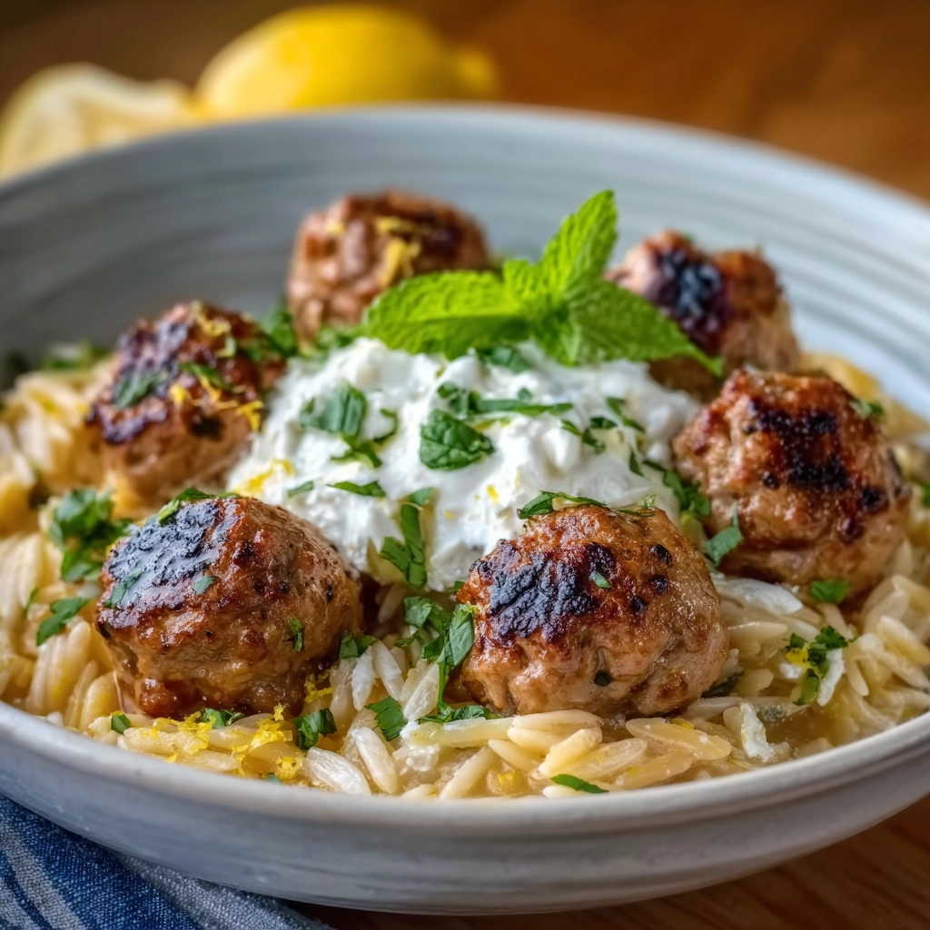 Boulettes Grecques Orzo Serving