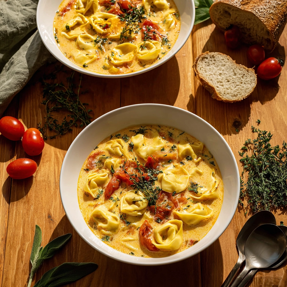 Creamy Tuscan Tortellini Soup : La soupe crémeuse qui transforme un dîner simple en moment chaleureux 5 Creamy Tuscan Tortellini Soup Serving