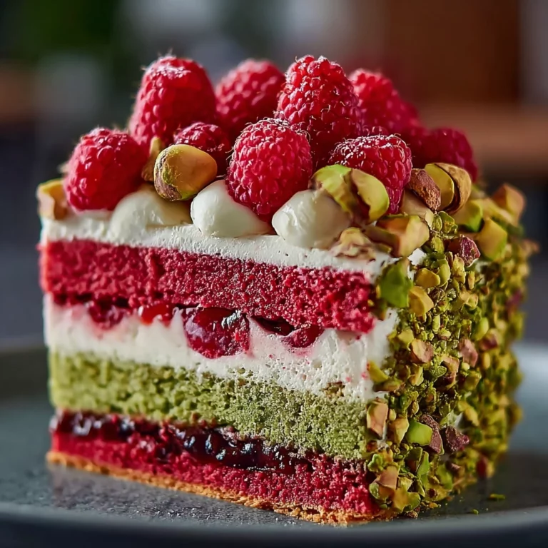 Gâteau céleste pistache framboise