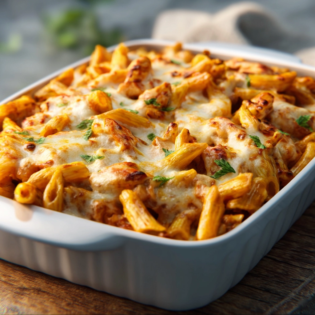 Gratin de pâtes healthy au poulet et sauce tomate Serving