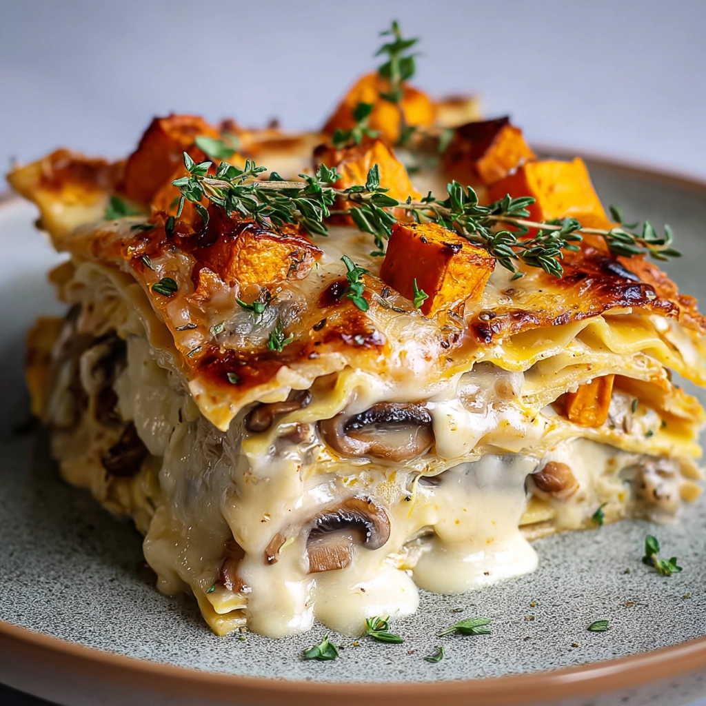 Lasagnes végétariennes à la butternut et aux champignons