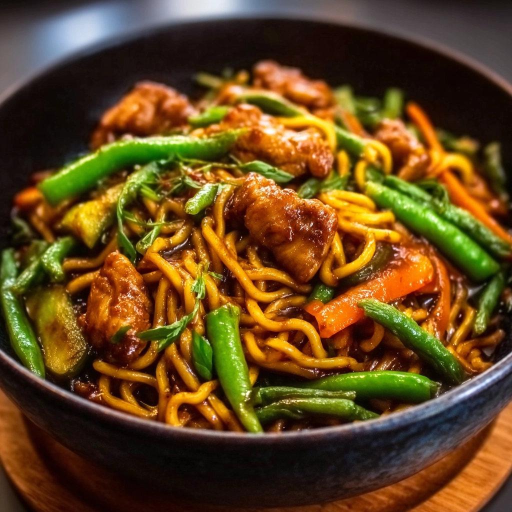 Nouilles Sautées au Poulet Caramélisé