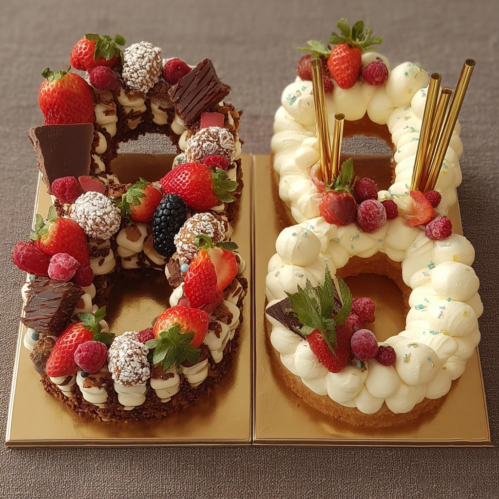 Number Cake aux Fruits et au Chocolat Serving