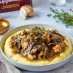 Poulet au champignon et purée au fromage