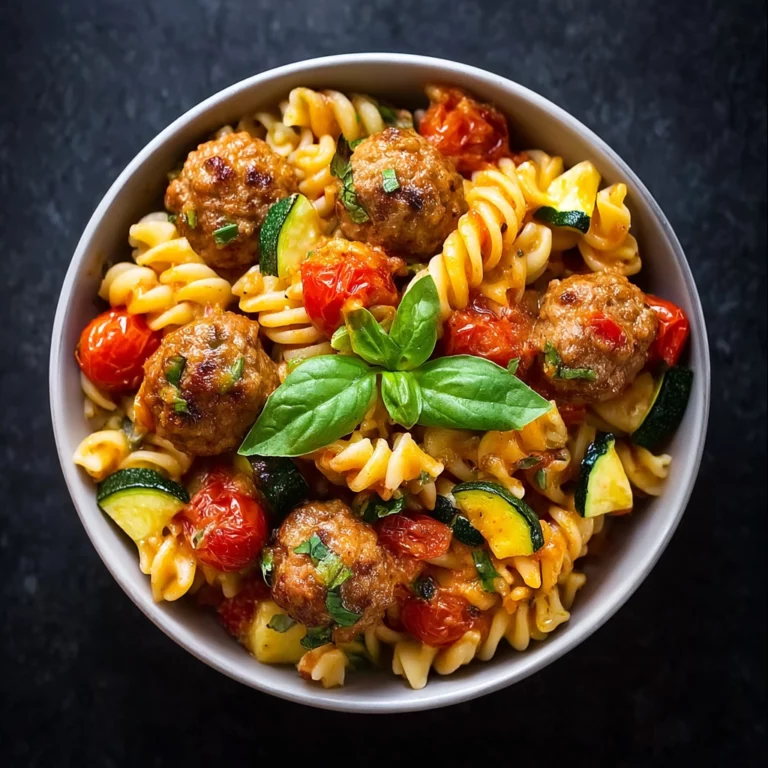 Risotto de pâtes aux courgettes tomates et boulettes croustillantes