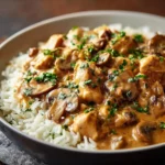 Stroganoff champignons riz complet