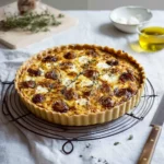 Tarte aux oignons fromage de chèvre miel thym