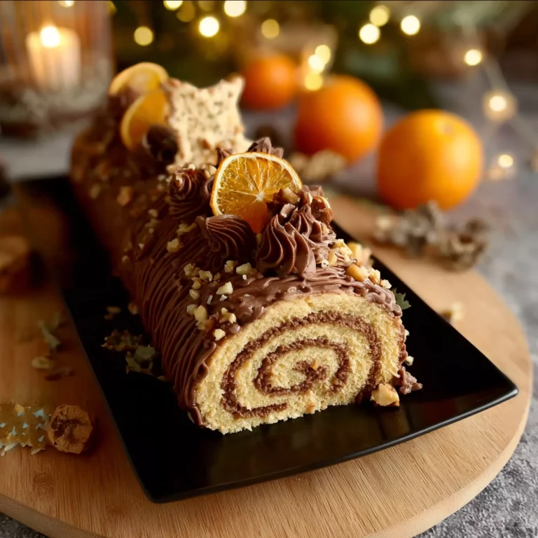 bûche roulée gianduja clémentine dessert de Noël