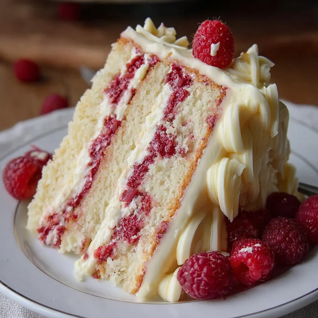 gâteau chocolat blanc framboise Serving