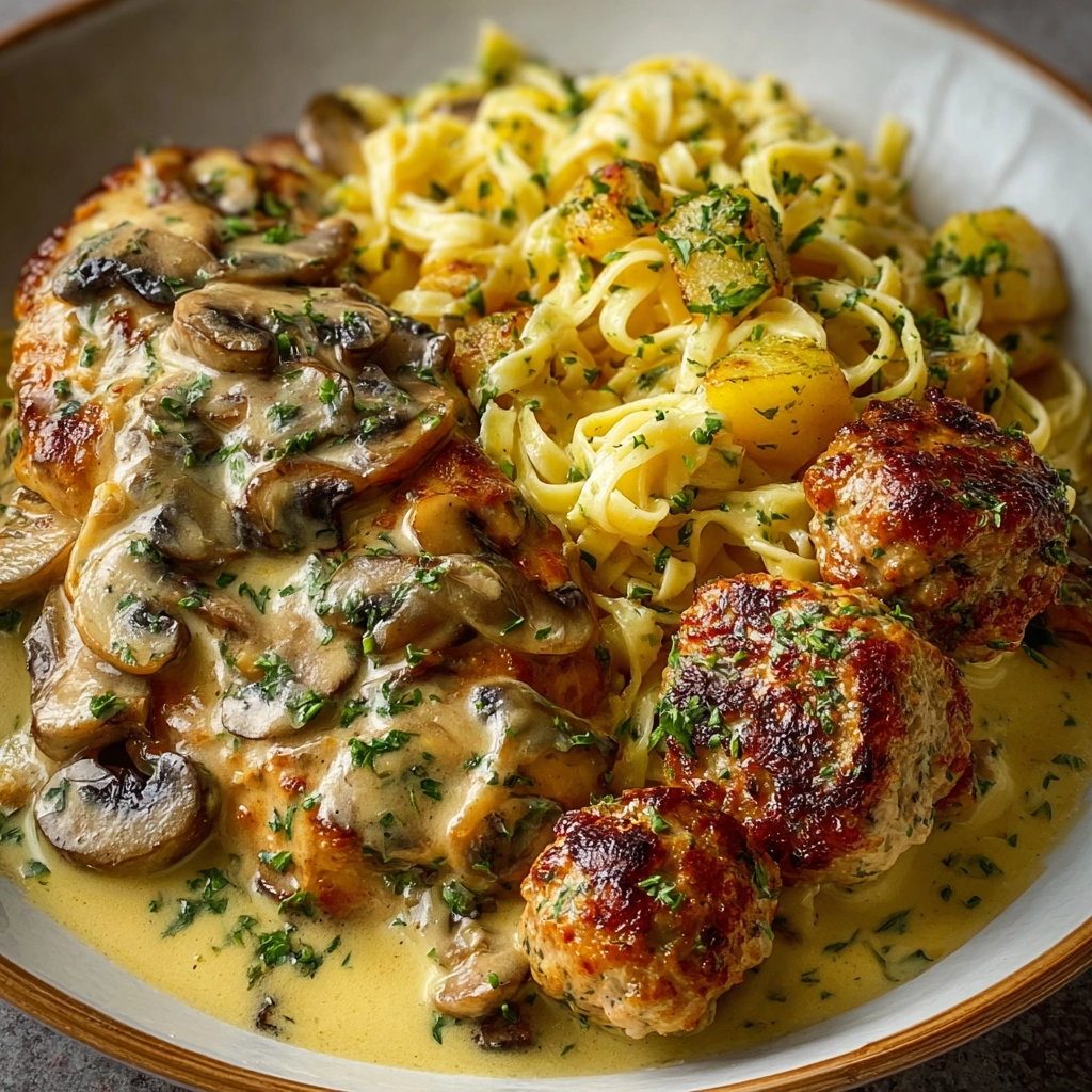poulet crémeux à l’ail avec pommes de terre