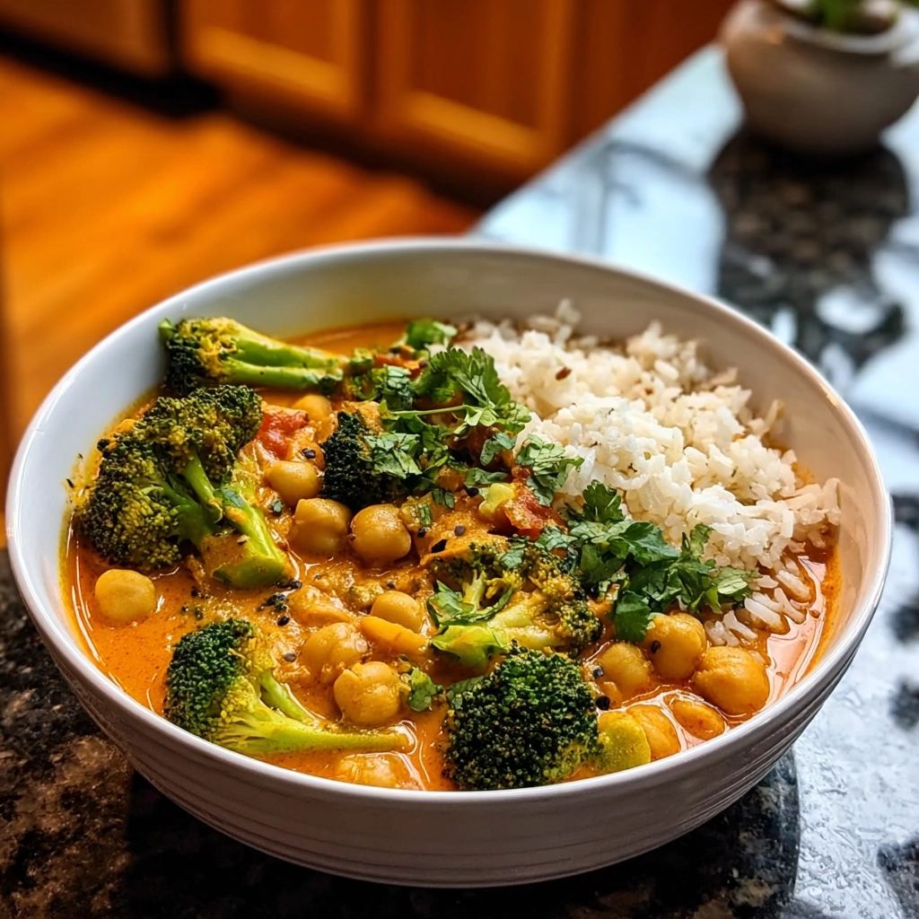 Curry Brocoli Pois Chiches Champignons Serving