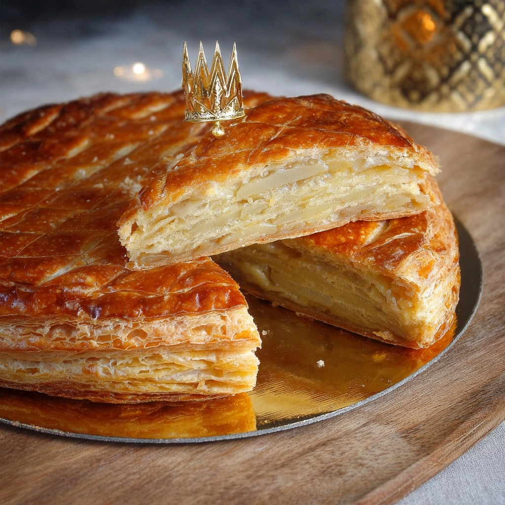 Galette Rois Creme Amande Pommes Serving