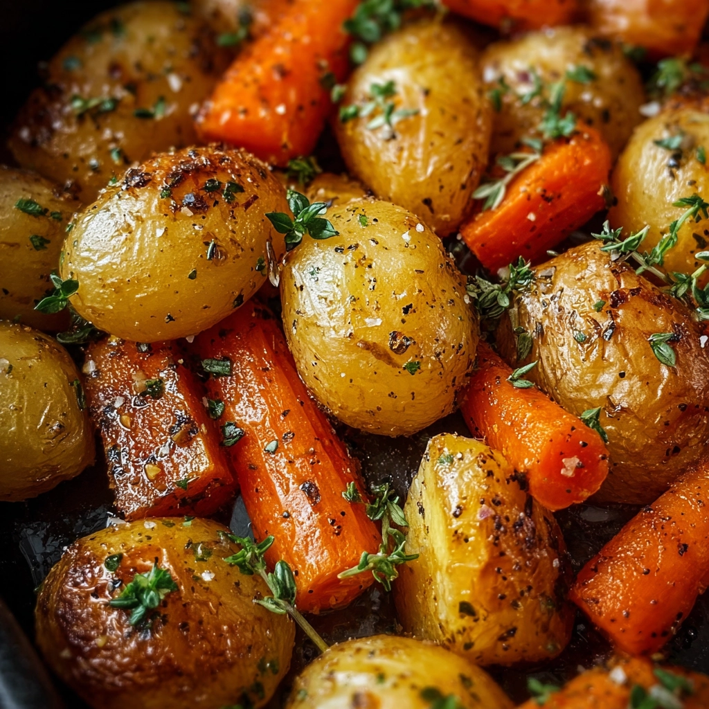Garlic Herb Roasted Potatoes Carrots Zucchini Serving