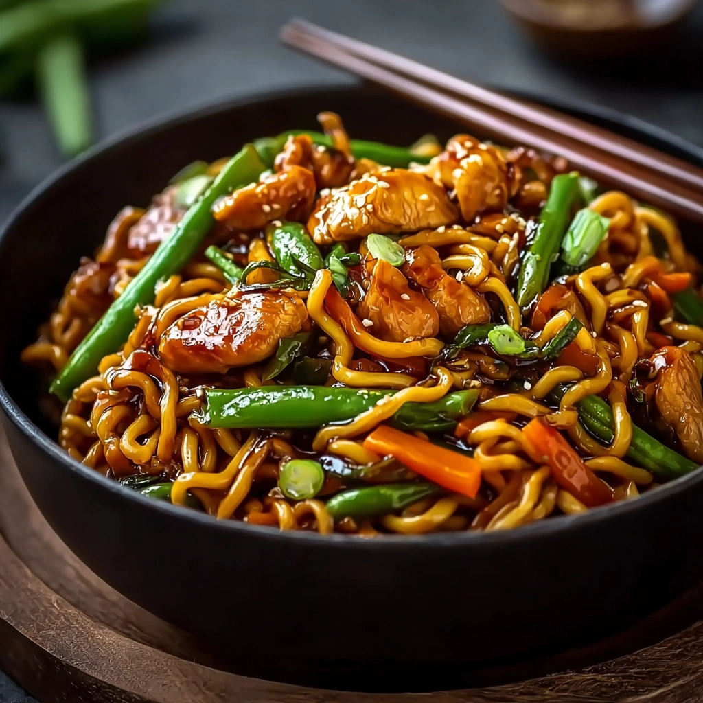 Nouilles Sautees Poulet Caramelise Serving