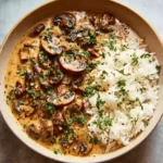 stroganoff de champignons riz complet (sans alcool)
