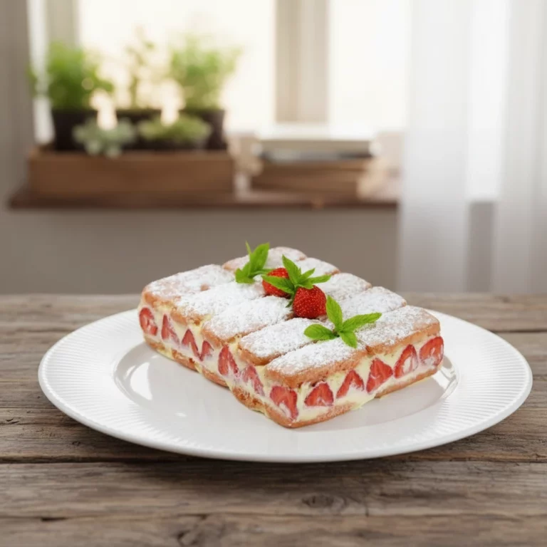 Fraisier aux biscuits roses