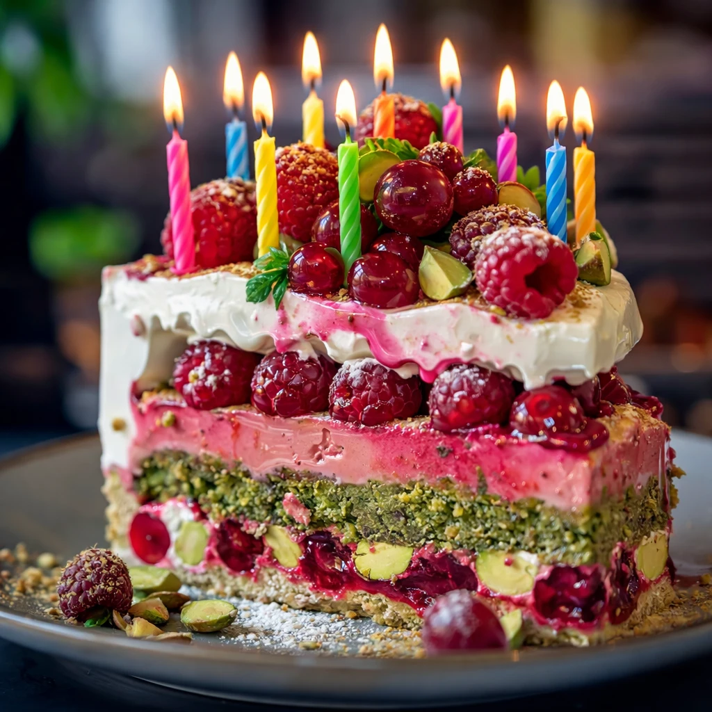 Gâteau pistache framboise